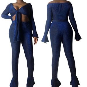 Sparkle/shimmering flared pants & crop top set